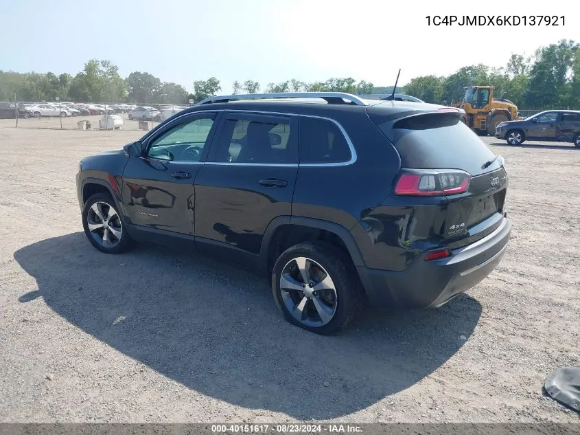 2019 Jeep Cherokee Limited 4X4 VIN: 1C4PJMDX6KD137921 Lot: 40151617