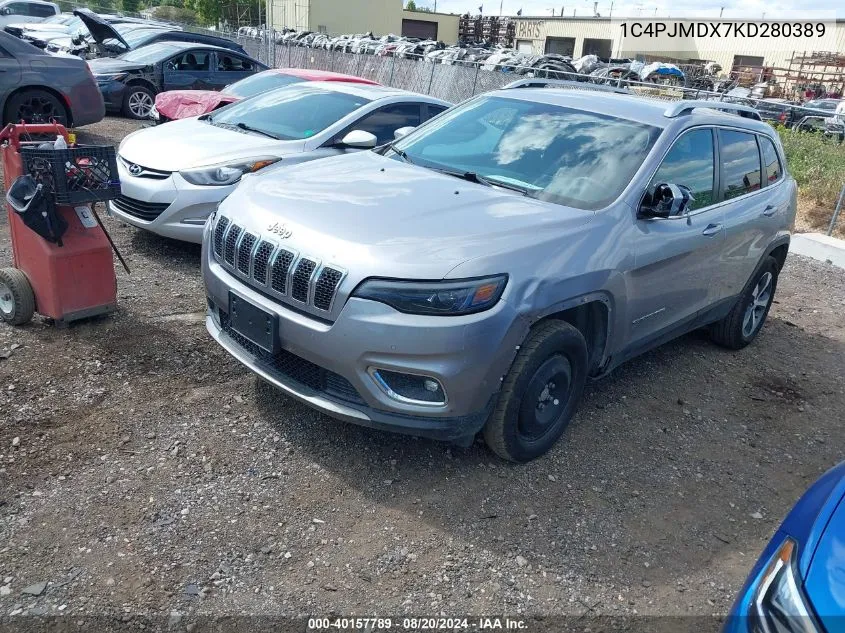 1C4PJMDX7KD280389 2019 Jeep Cherokee Limited 4X4