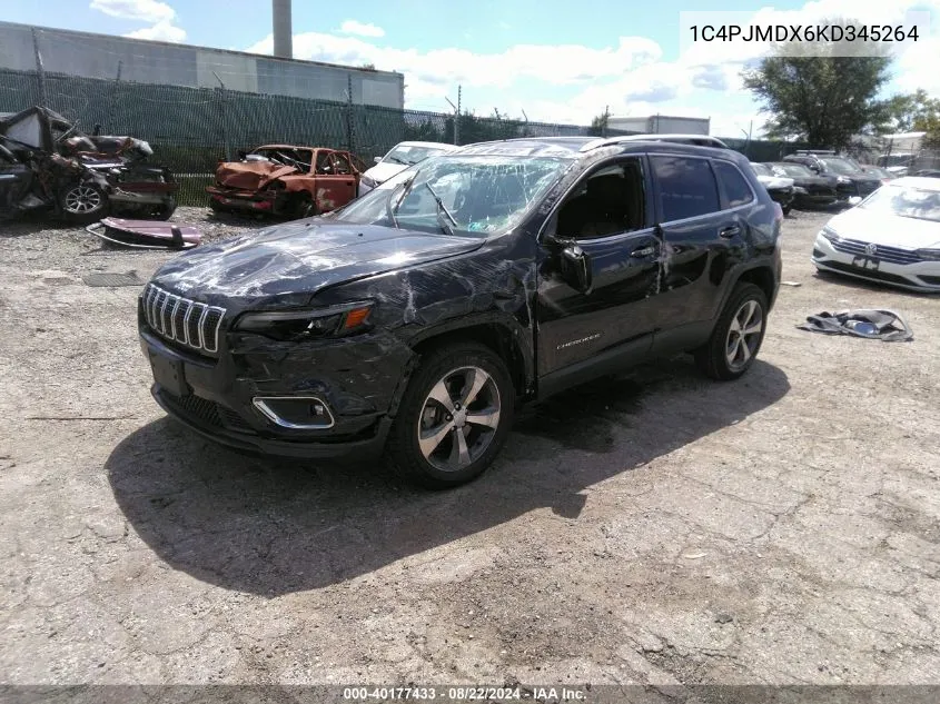 2019 Jeep Cherokee Limited 4X4 VIN: 1C4PJMDX6KD345264 Lot: 40177433