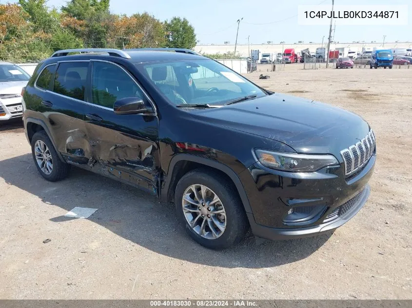 2019 Jeep Cherokee Latitude Plus Fwd VIN: 1C4PJLLB0KD344871 Lot: 40183030