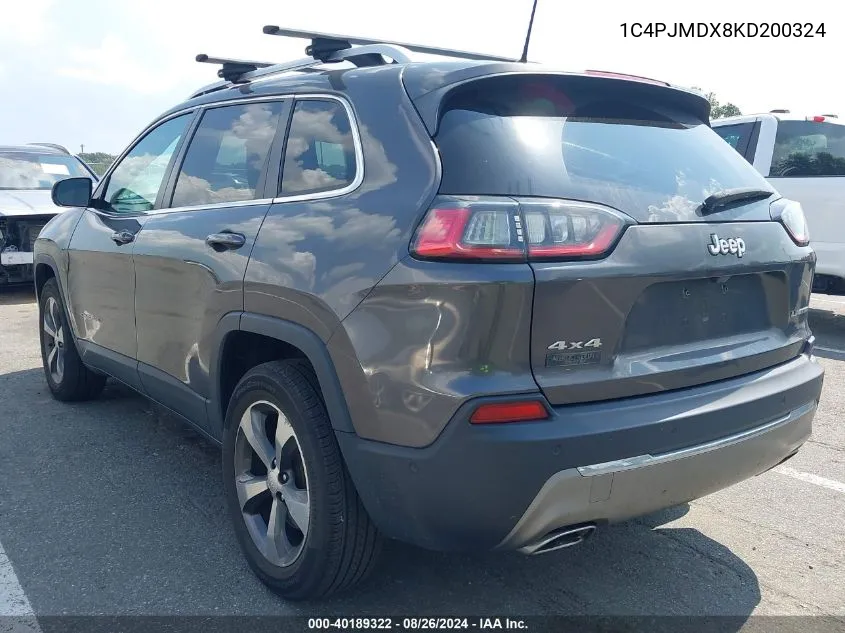 2019 Jeep Cherokee Limited 4X4 VIN: 1C4PJMDX8KD200324 Lot: 40189322