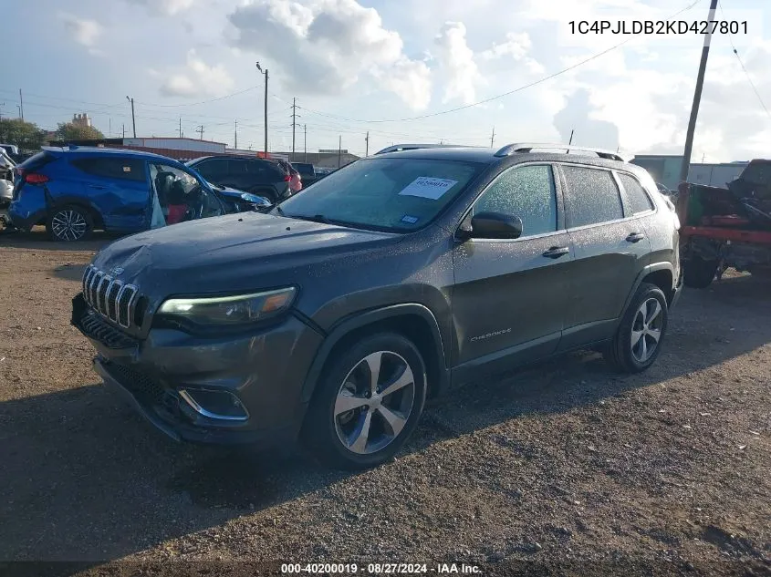 2019 Jeep Cherokee Limited Fwd VIN: 1C4PJLDB2KD427801 Lot: 40200019