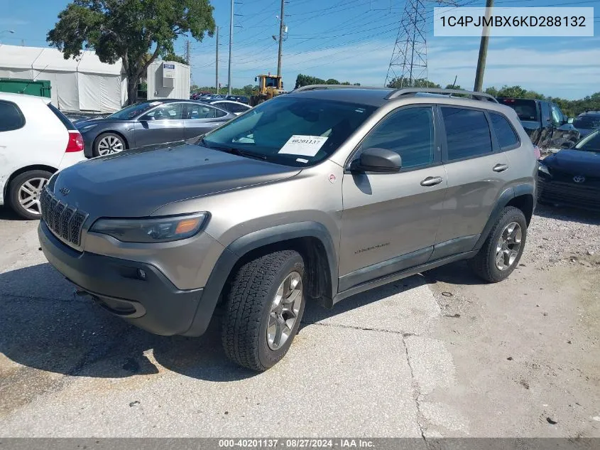 2019 Jeep Cherokee Trailhawk Elite 4X4 VIN: 1C4PJMBX6KD288132 Lot: 40201137