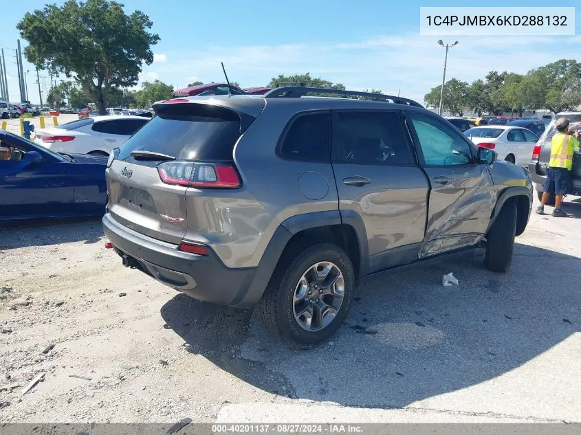 2019 Jeep Cherokee Trailhawk Elite 4X4 VIN: 1C4PJMBX6KD288132 Lot: 40201137