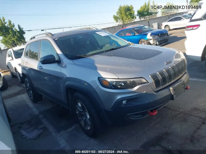 2019 Jeep Cherokee Trailhawk 4X4 VIN: 1C4PJMBN3KD189489 Lot: 40201153