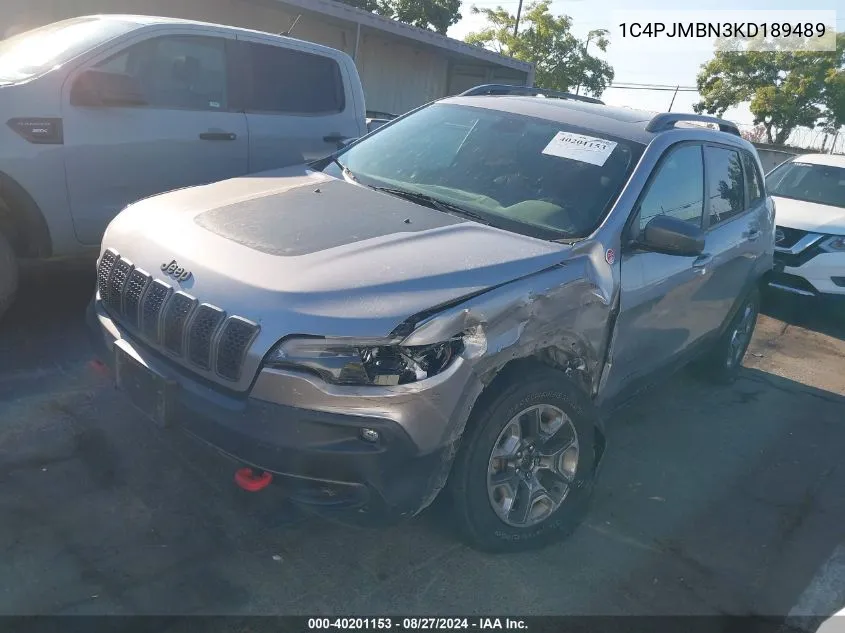 2019 Jeep Cherokee Trailhawk 4X4 VIN: 1C4PJMBN3KD189489 Lot: 40201153