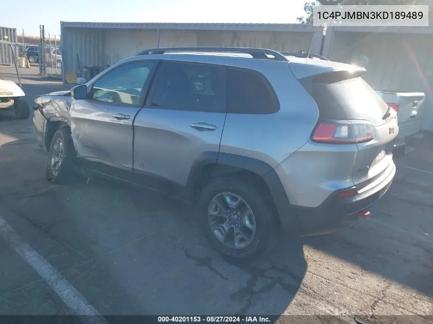 2019 Jeep Cherokee Trailhawk 4X4 VIN: 1C4PJMBN3KD189489 Lot: 40201153