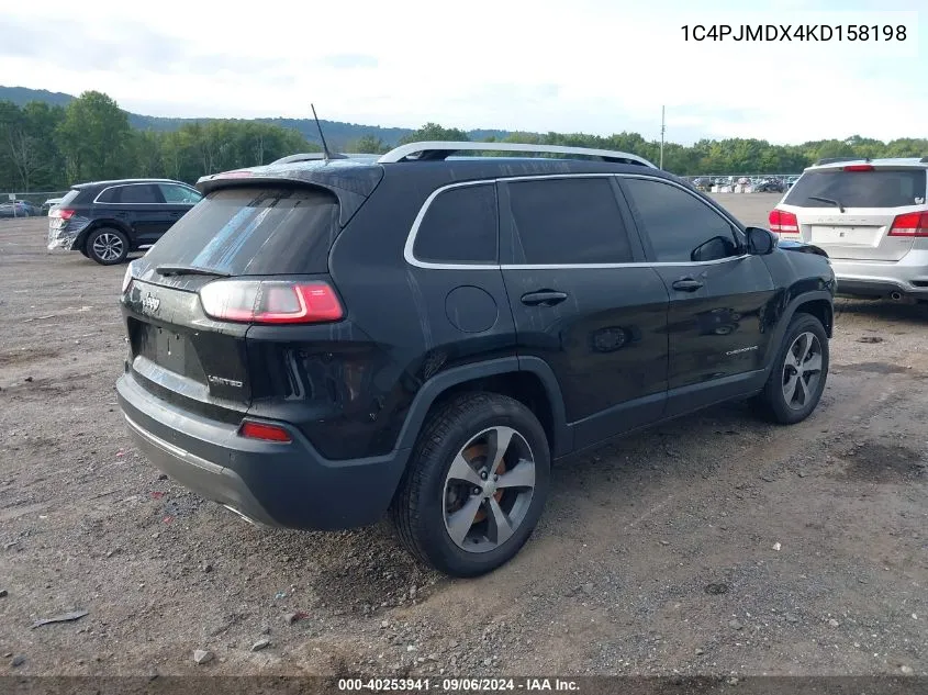 2019 Jeep Cherokee Limited VIN: 1C4PJMDX4KD158198 Lot: 40253941