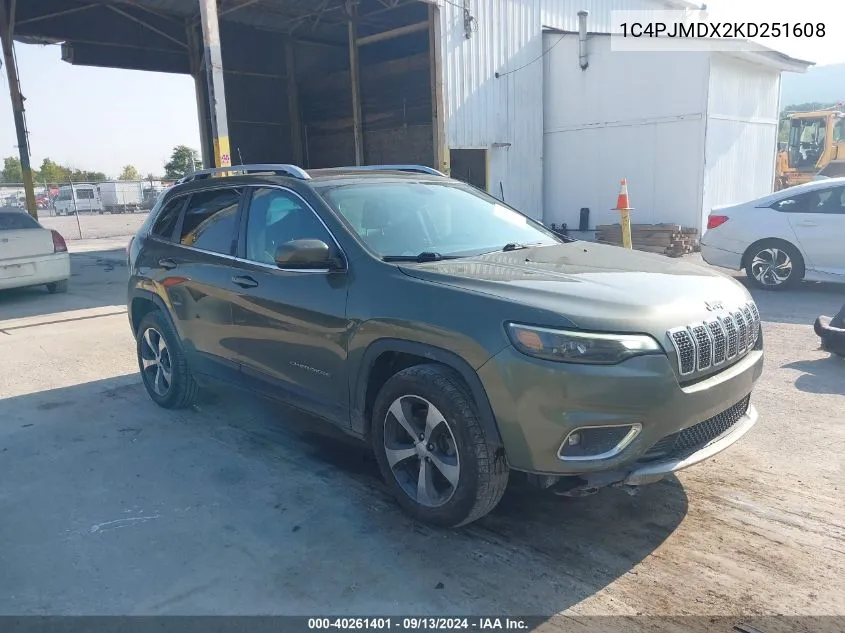 1C4PJMDX2KD251608 2019 Jeep Cherokee Limited 4X4