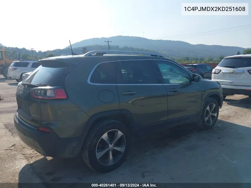 1C4PJMDX2KD251608 2019 Jeep Cherokee Limited 4X4