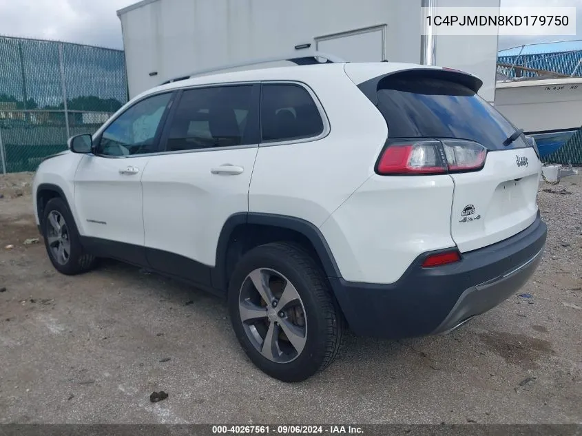 2019 Jeep Cherokee High Altitude 4X4/Limited 4X4 VIN: 1C4PJMDN8KD179750 Lot: 40267561