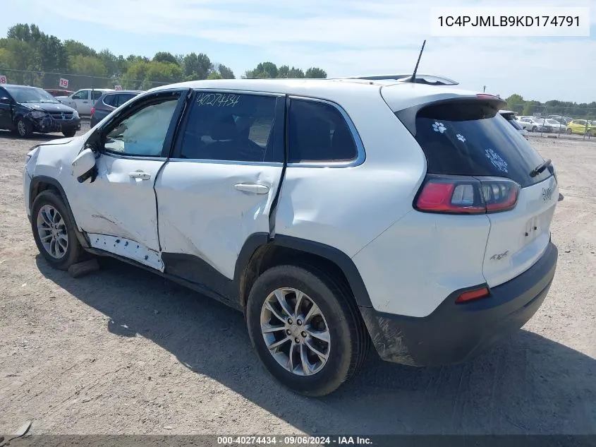 2019 Jeep Cherokee Latitude Plus 4X4 VIN: 1C4PJMLB9KD174791 Lot: 40274434