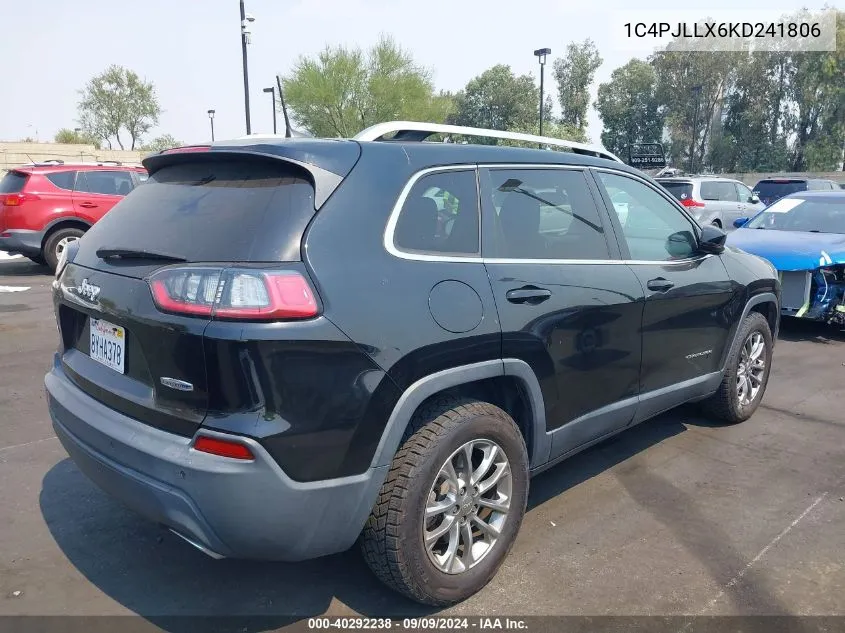 2019 Jeep Cherokee Latitude Plus Fwd VIN: 1C4PJLLX6KD241806 Lot: 40292238