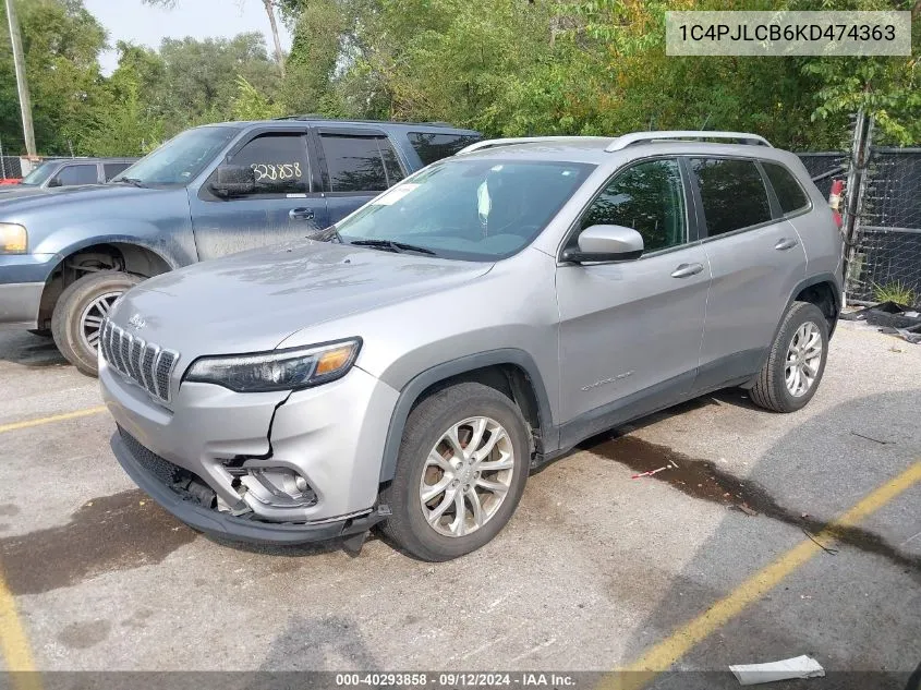 2019 Jeep Cherokee Latitude Fwd VIN: 1C4PJLCB6KD474363 Lot: 40293858