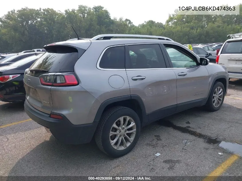 2019 Jeep Cherokee Latitude Fwd VIN: 1C4PJLCB6KD474363 Lot: 40293858