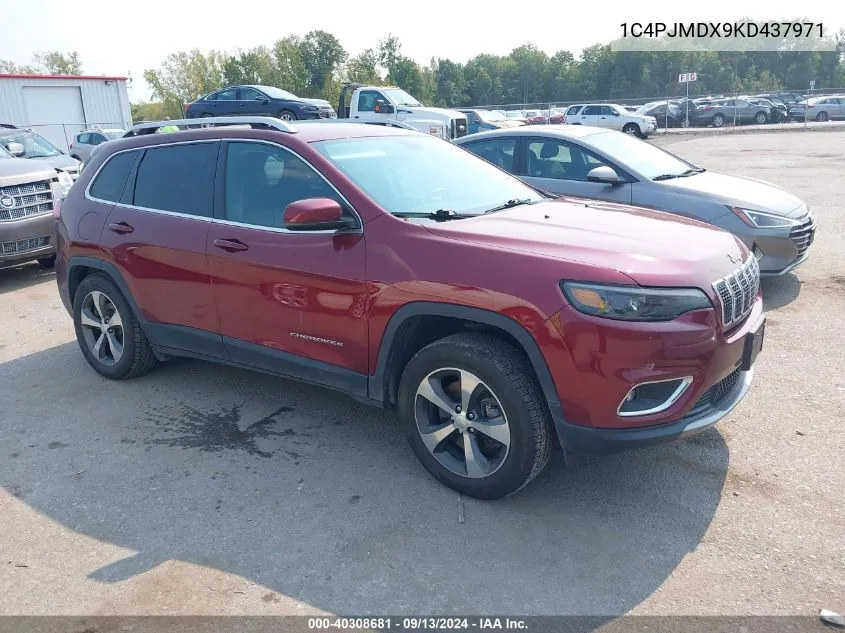 2019 Jeep Cherokee Limited 4X4 VIN: 1C4PJMDX9KD437971 Lot: 40308681