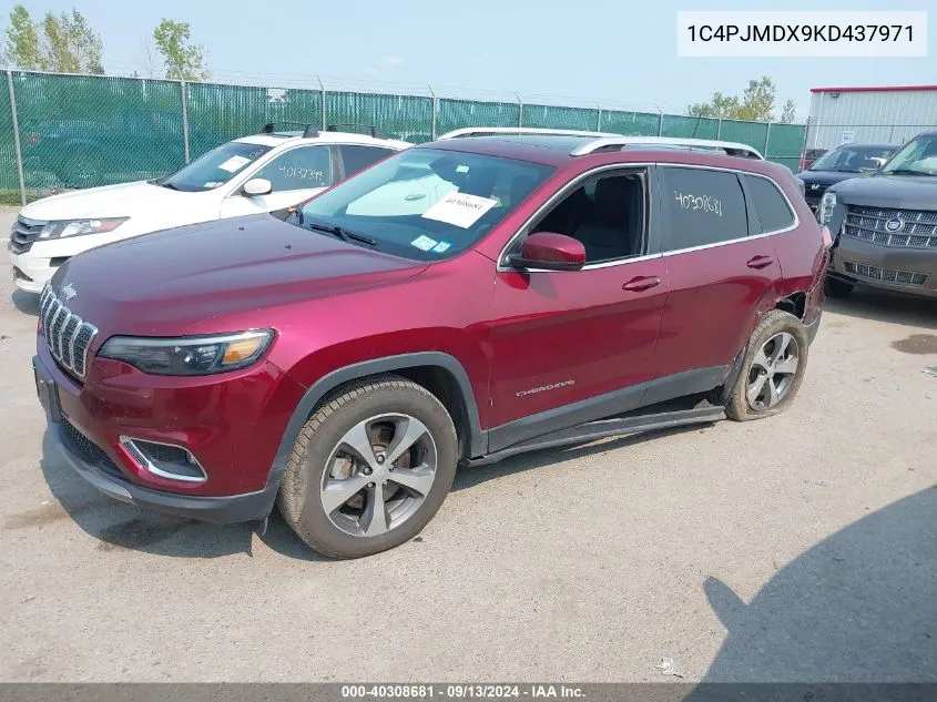 1C4PJMDX9KD437971 2019 Jeep Cherokee Limited 4X4