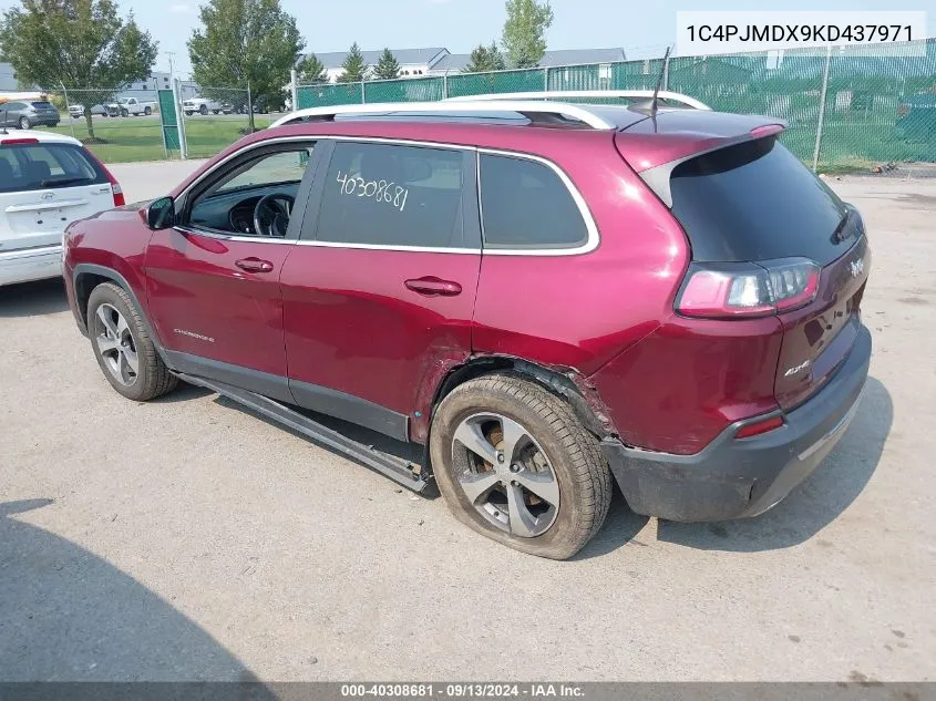 2019 Jeep Cherokee Limited 4X4 VIN: 1C4PJMDX9KD437971 Lot: 40308681