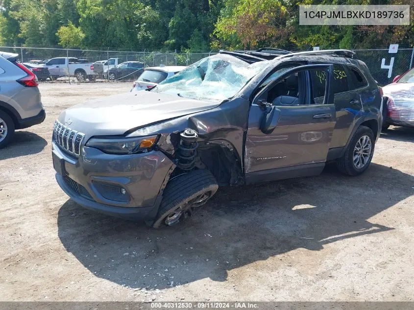 2019 Jeep Cherokee Latitude Plus VIN: 1C4PJMLBXKD189736 Lot: 40312530