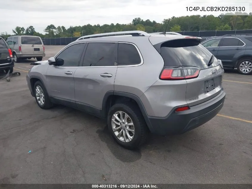 2019 Jeep Cherokee Latitude Fwd VIN: 1C4PJLCB2KD285130 Lot: 40313216