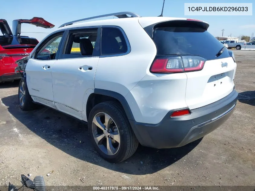 2019 Jeep Cherokee Limited Fwd VIN: 1C4PJLDB6KD296033 Lot: 40317975