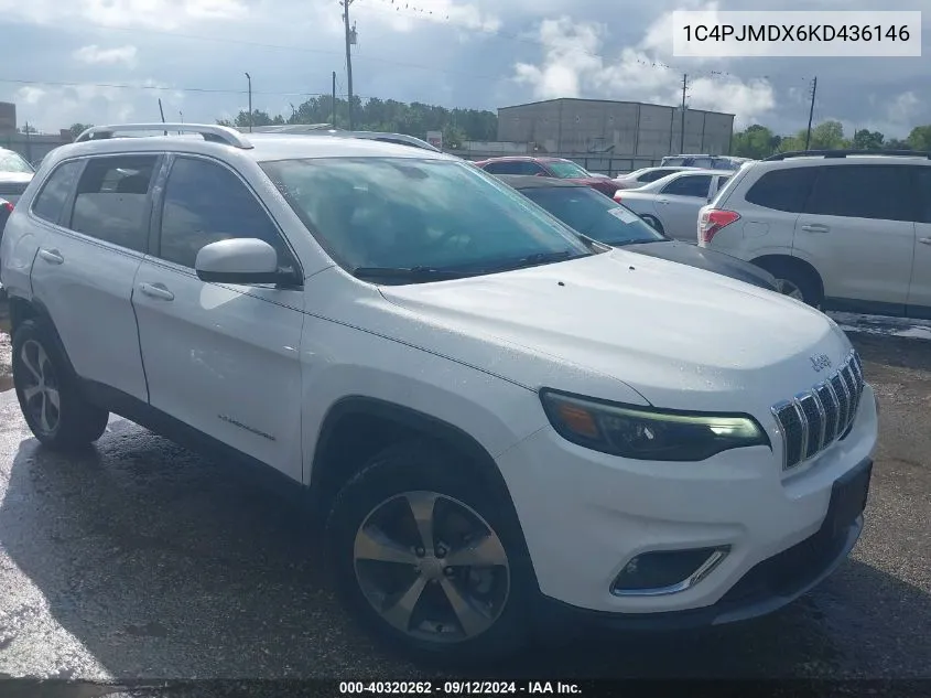 2019 Jeep Cherokee Limited 4X4 VIN: 1C4PJMDX6KD436146 Lot: 40320262