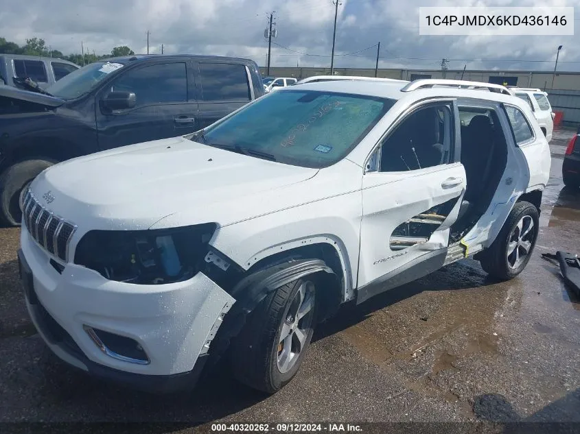 2019 Jeep Cherokee Limited 4X4 VIN: 1C4PJMDX6KD436146 Lot: 40320262