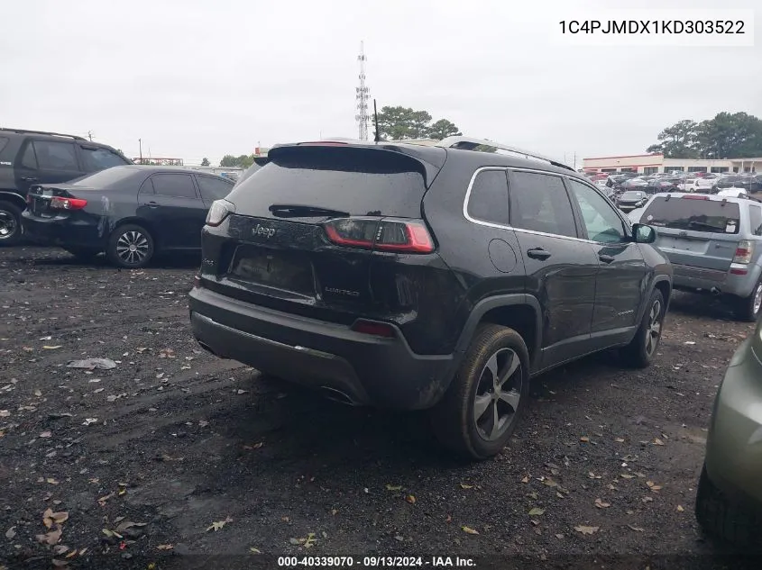 2019 Jeep Cherokee Limited VIN: 1C4PJMDX1KD303522 Lot: 40339070