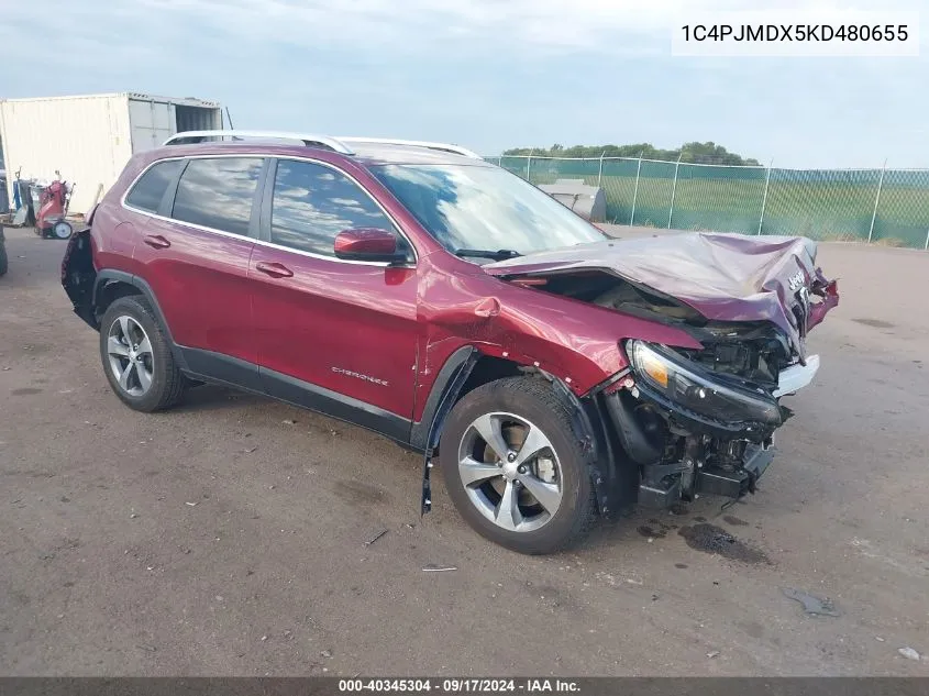 2019 Jeep Cherokee Limited VIN: 1C4PJMDX5KD480655 Lot: 40345304