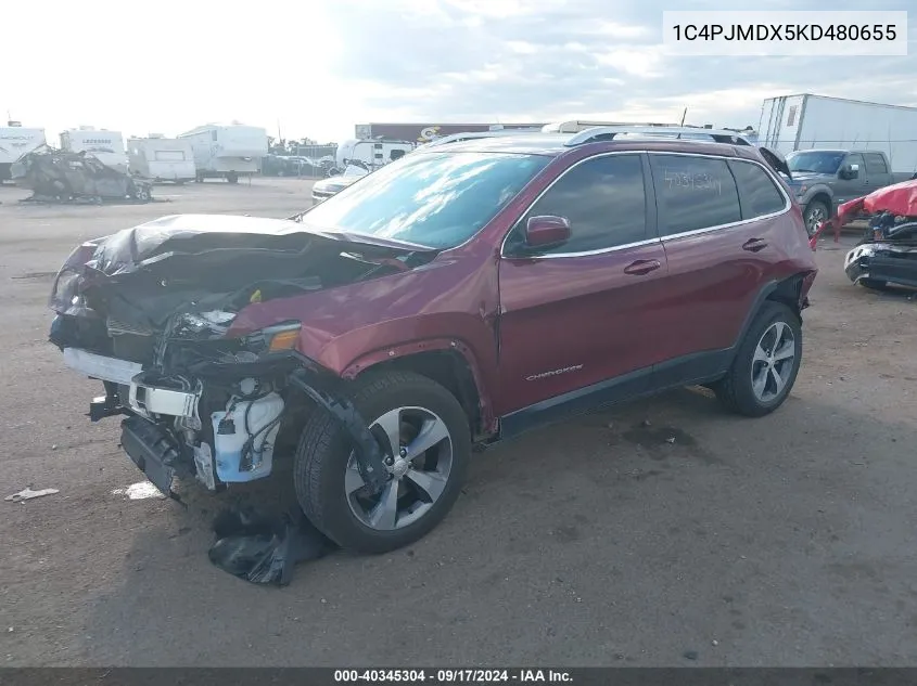 2019 Jeep Cherokee Limited VIN: 1C4PJMDX5KD480655 Lot: 40345304