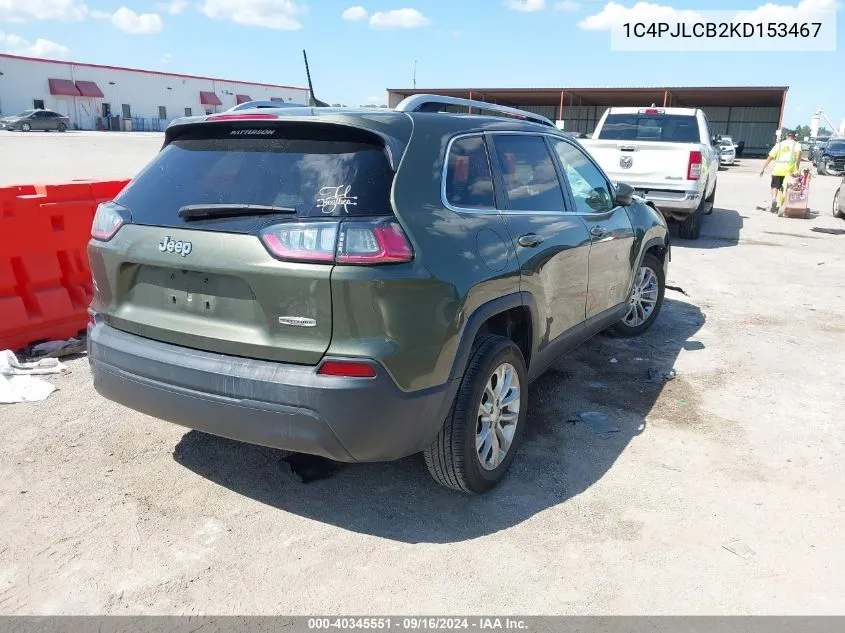 1C4PJLCB2KD153467 2019 Jeep Cherokee Latitude