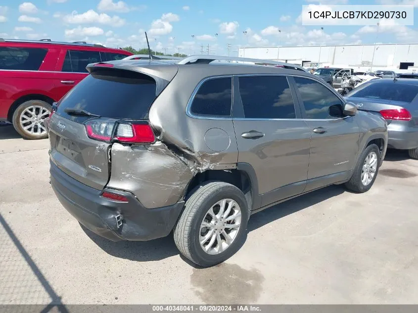 2019 Jeep Cherokee Latitude Fwd VIN: 1C4PJLCB7KD290730 Lot: 40348041