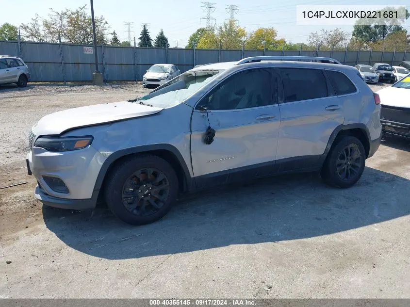 2019 Jeep Cherokee Latitude Fwd VIN: 1C4PJLCX0KD221681 Lot: 40355145