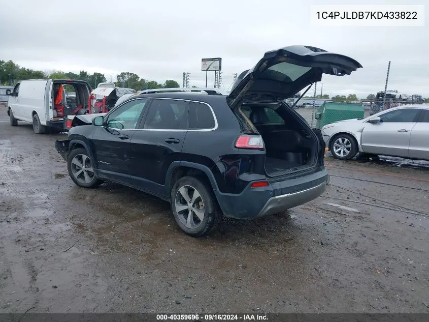 1C4PJLDB7KD433822 2019 Jeep Cherokee Limited Fwd