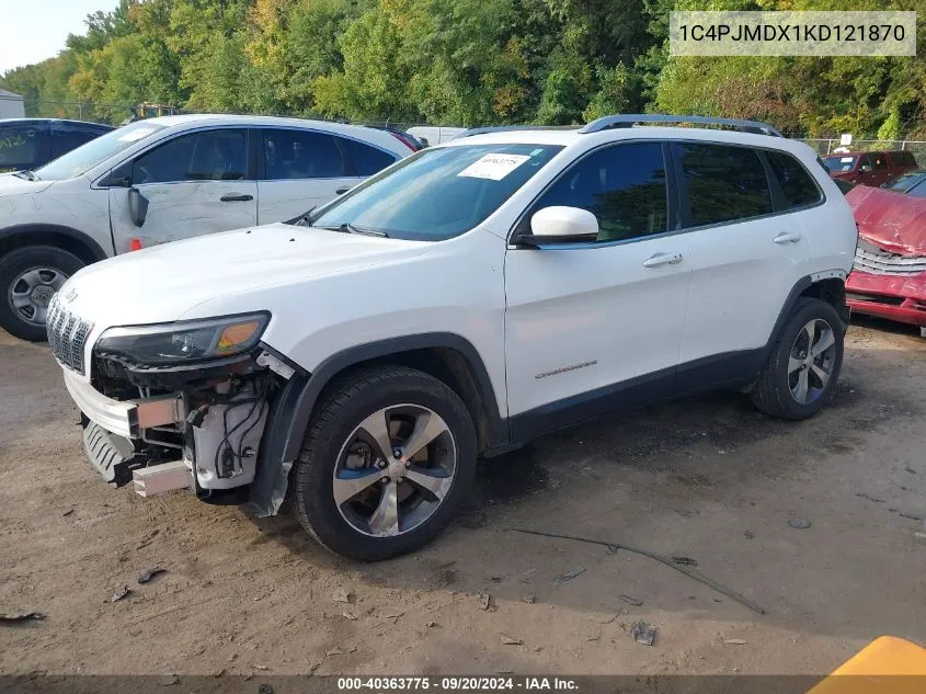 2019 Jeep Cherokee Limited 4X4 VIN: 1C4PJMDX1KD121870 Lot: 40363775