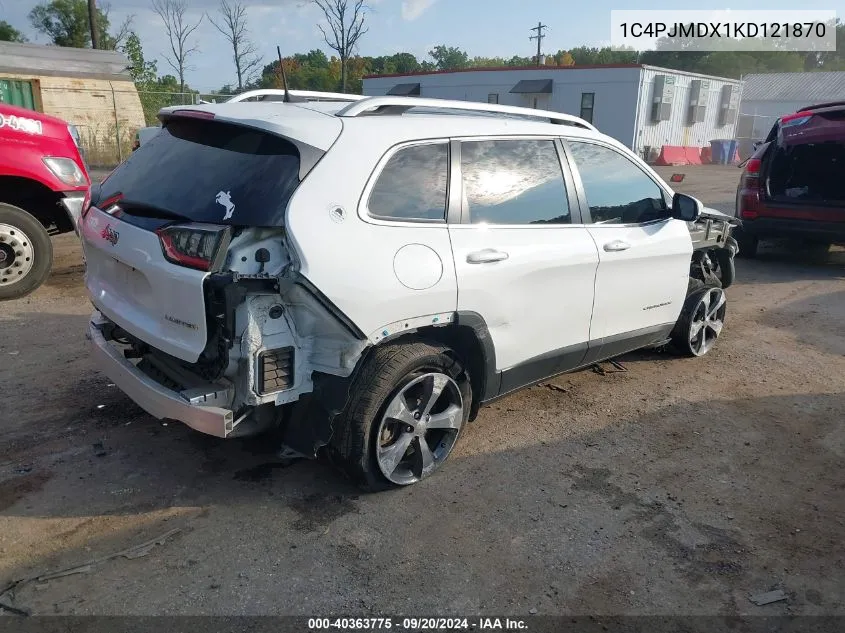 2019 Jeep Cherokee Limited 4X4 VIN: 1C4PJMDX1KD121870 Lot: 40363775