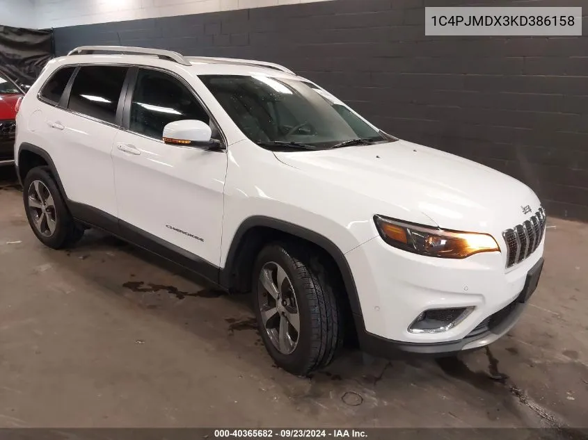 2019 Jeep Cherokee Limited 4X4 VIN: 1C4PJMDX3KD386158 Lot: 40365682