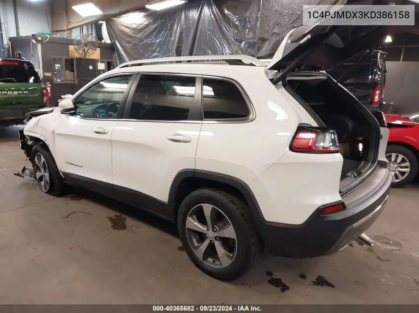 2019 Jeep Cherokee Limited 4X4 VIN: 1C4PJMDX3KD386158 Lot: 40365682