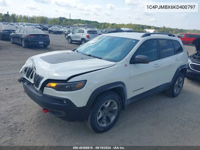 2019 Jeep Cherokee Trailhawk 4X4 VIN: 1C4PJMBX6KD400797 Lot: 40368616