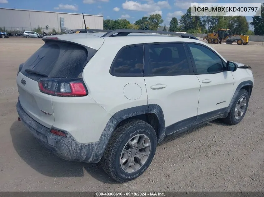 2019 Jeep Cherokee Trailhawk 4X4 VIN: 1C4PJMBX6KD400797 Lot: 40368616