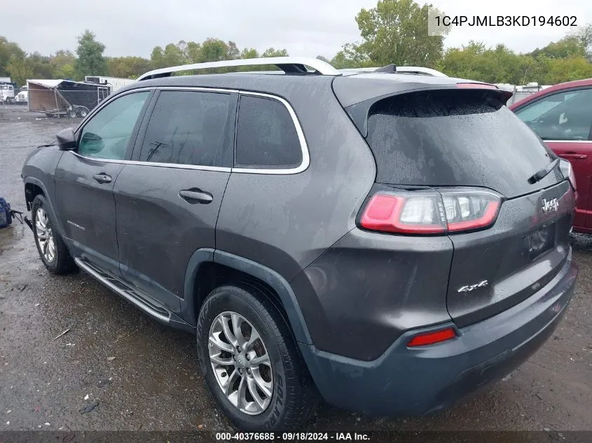 2019 Jeep Cherokee Latitude Plus 4X4 VIN: 1C4PJMLB3KD194602 Lot: 40376685