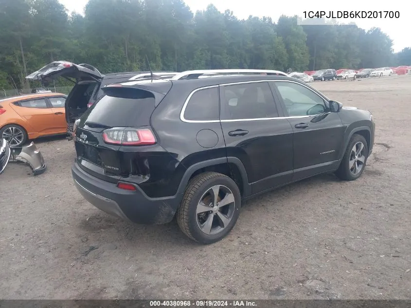 1C4PJLDB6KD201700 2019 Jeep Cherokee Limited Fwd