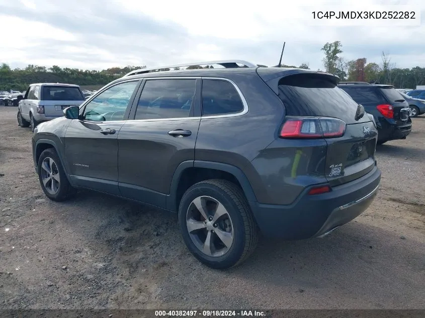 2019 Jeep Cherokee Limited 4X4 VIN: 1C4PJMDX3KD252282 Lot: 40382497