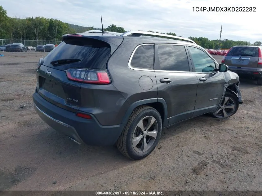 2019 Jeep Cherokee Limited 4X4 VIN: 1C4PJMDX3KD252282 Lot: 40382497