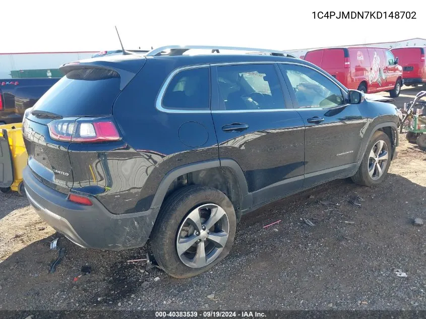 1C4PJMDN7KD148702 2019 Jeep Cherokee Limited 4X4