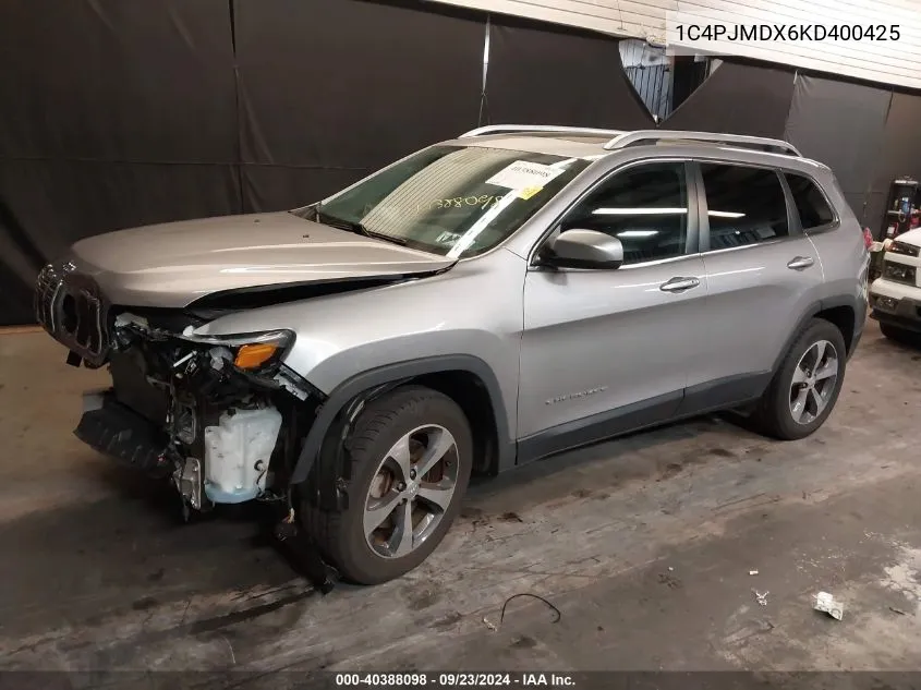 2019 Jeep Cherokee Limited 4X4 VIN: 1C4PJMDX6KD400425 Lot: 40388098