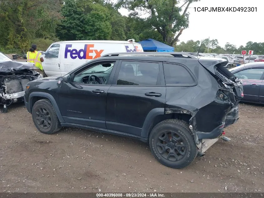 2019 Jeep Cherokee Trailhawk 4X4 VIN: 1C4PJMBX4KD492301 Lot: 40396008