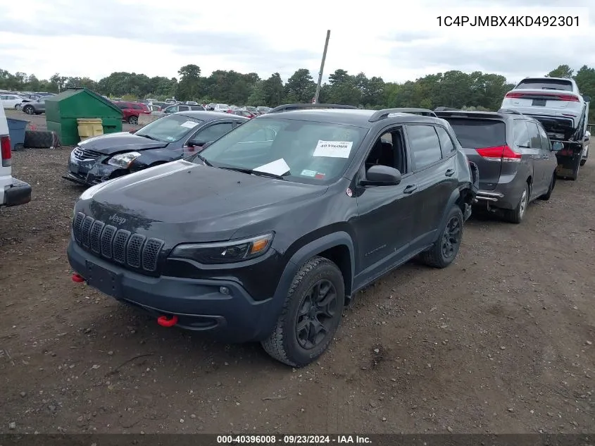 2019 Jeep Cherokee Trailhawk 4X4 VIN: 1C4PJMBX4KD492301 Lot: 40396008