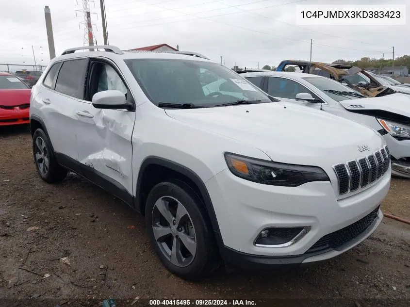 2019 Jeep Cherokee Limited 4X4 VIN: 1C4PJMDX3KD383423 Lot: 40415495