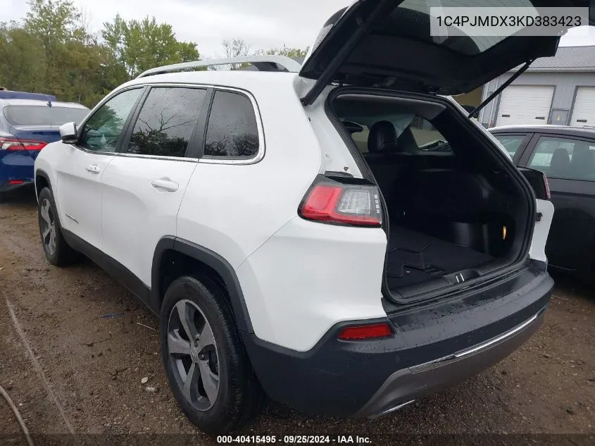 2019 Jeep Cherokee Limited 4X4 VIN: 1C4PJMDX3KD383423 Lot: 40415495